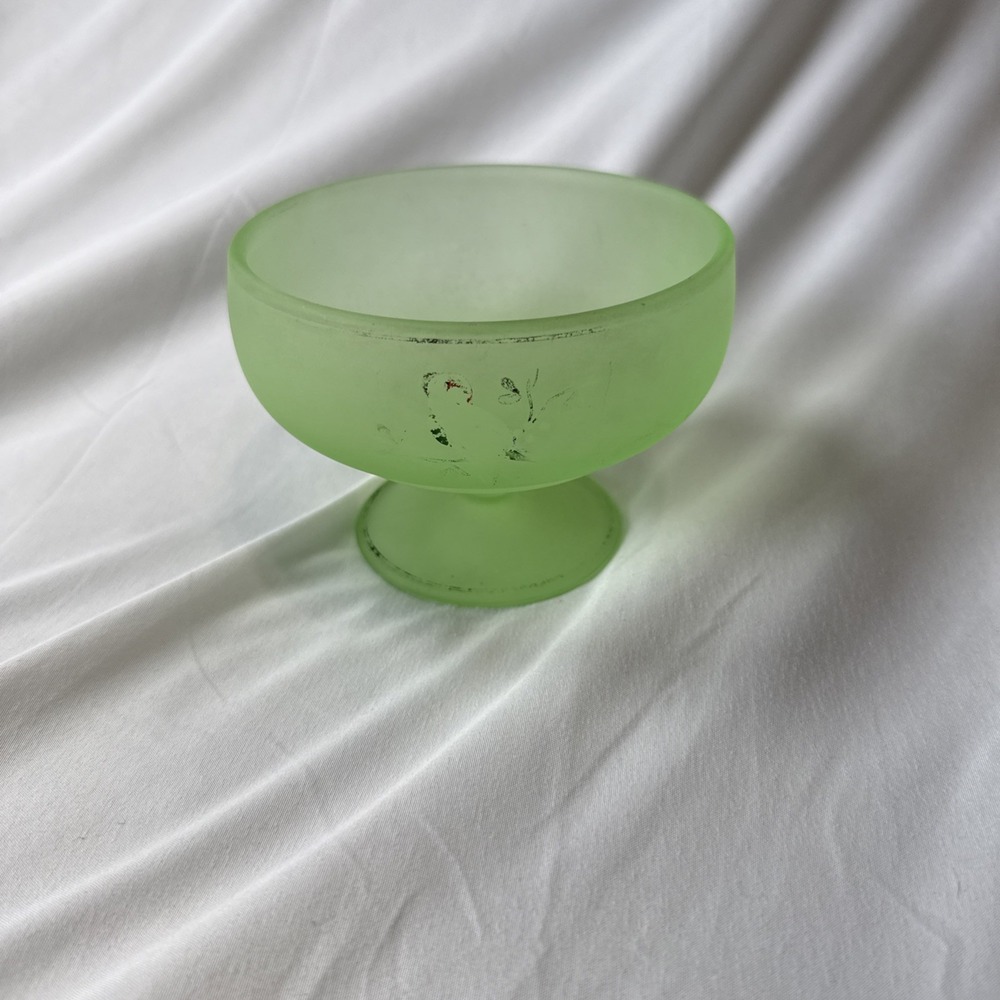 Bagley Glass Queen's Choice Art Deco frosted green glass bowl